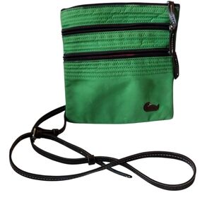 Dooney & Bourke North & South Triple Zip Crossbody Green Nylon Bag